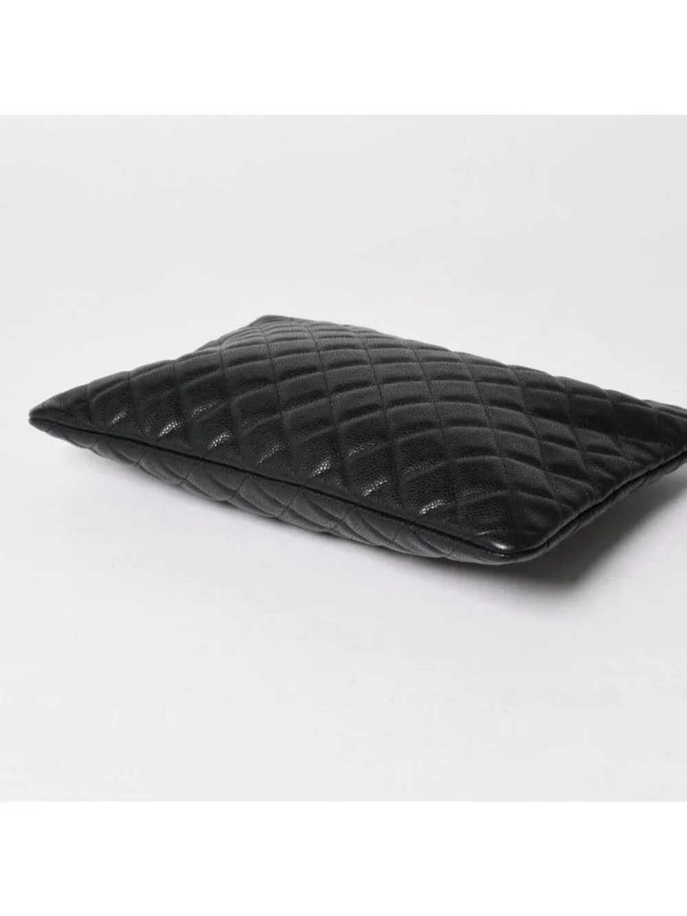 Chanel Classic Large Pouch CC Logo Caviar Leather Black